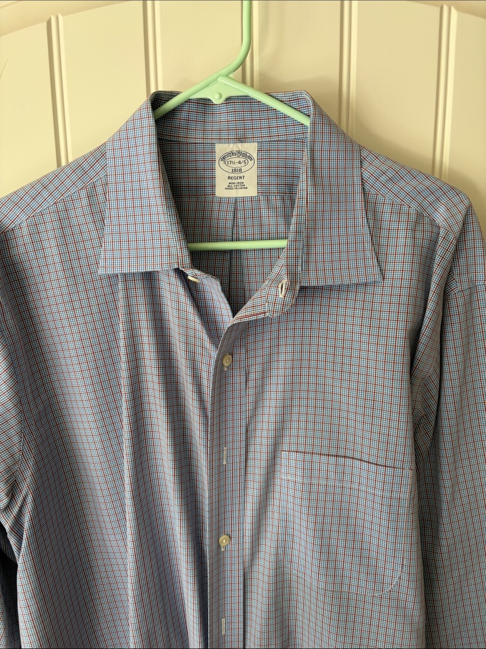 Brooks Brothers Blue and Red Micro-Check Regent Dress Shirt